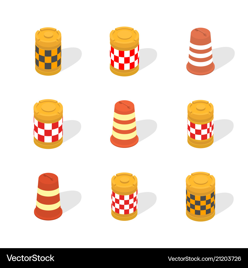 Road Water Barrels - 3D Isometric Set Vector Image