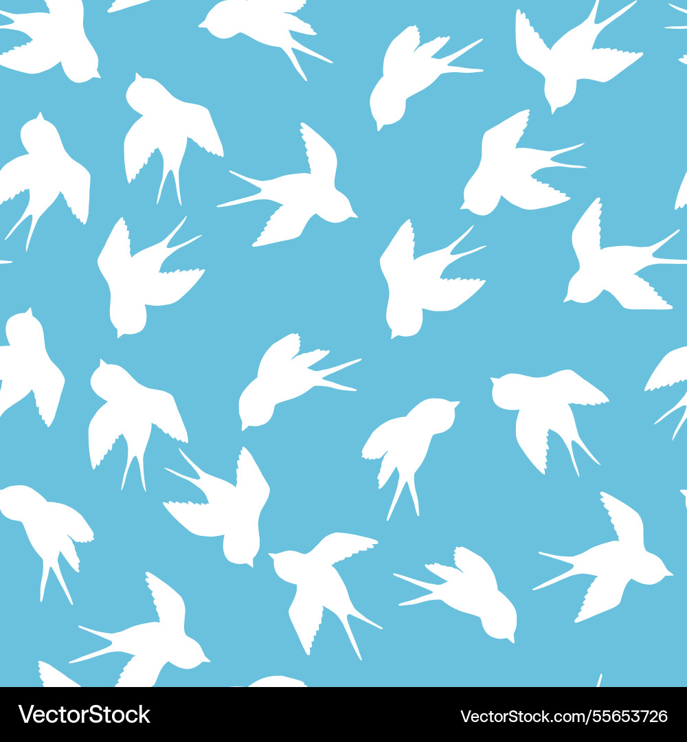 Seamless pattern with swallow silhouette on color Seamless pattern with swallow silhouette on color vector image
