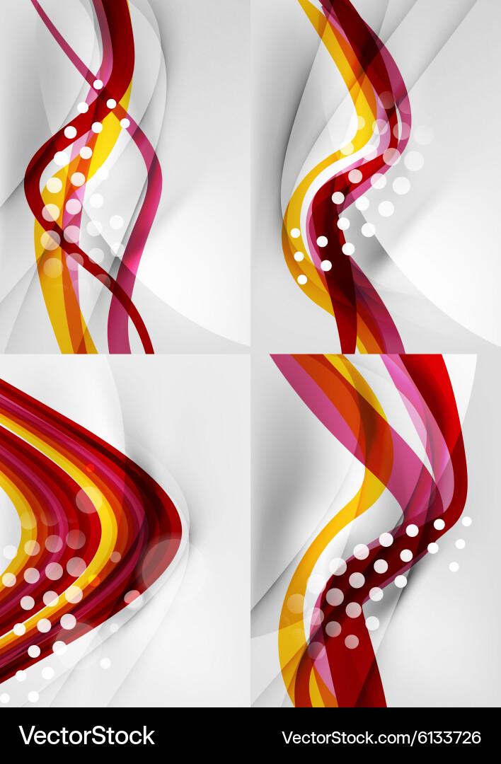 Set abstract backgrounds curve wave lines vector image