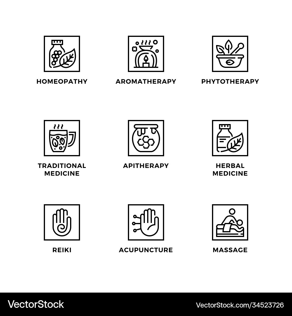 Set icons for alternative medicine Set icons for alternative medicine vector image