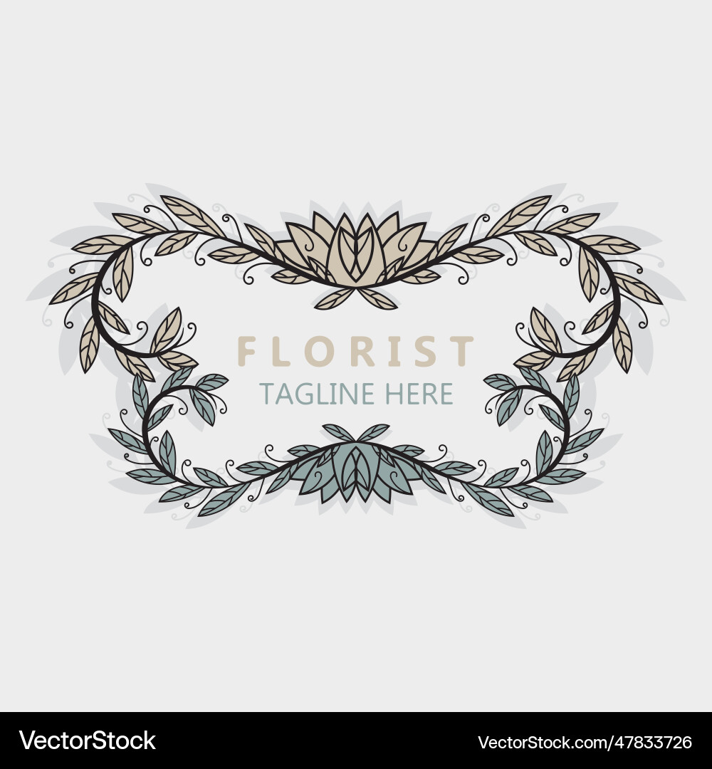 Wedding florist logo beautiful floral leaf Wedding florist logo beautiful floral leaf vector image