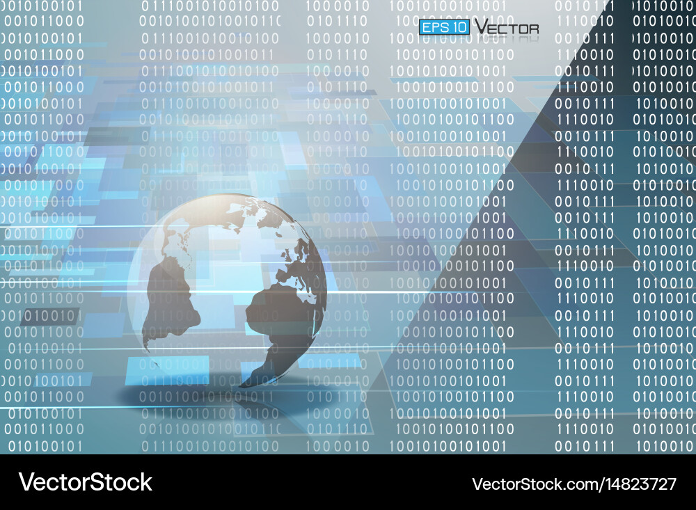 Abstract binary code and world Vector Image