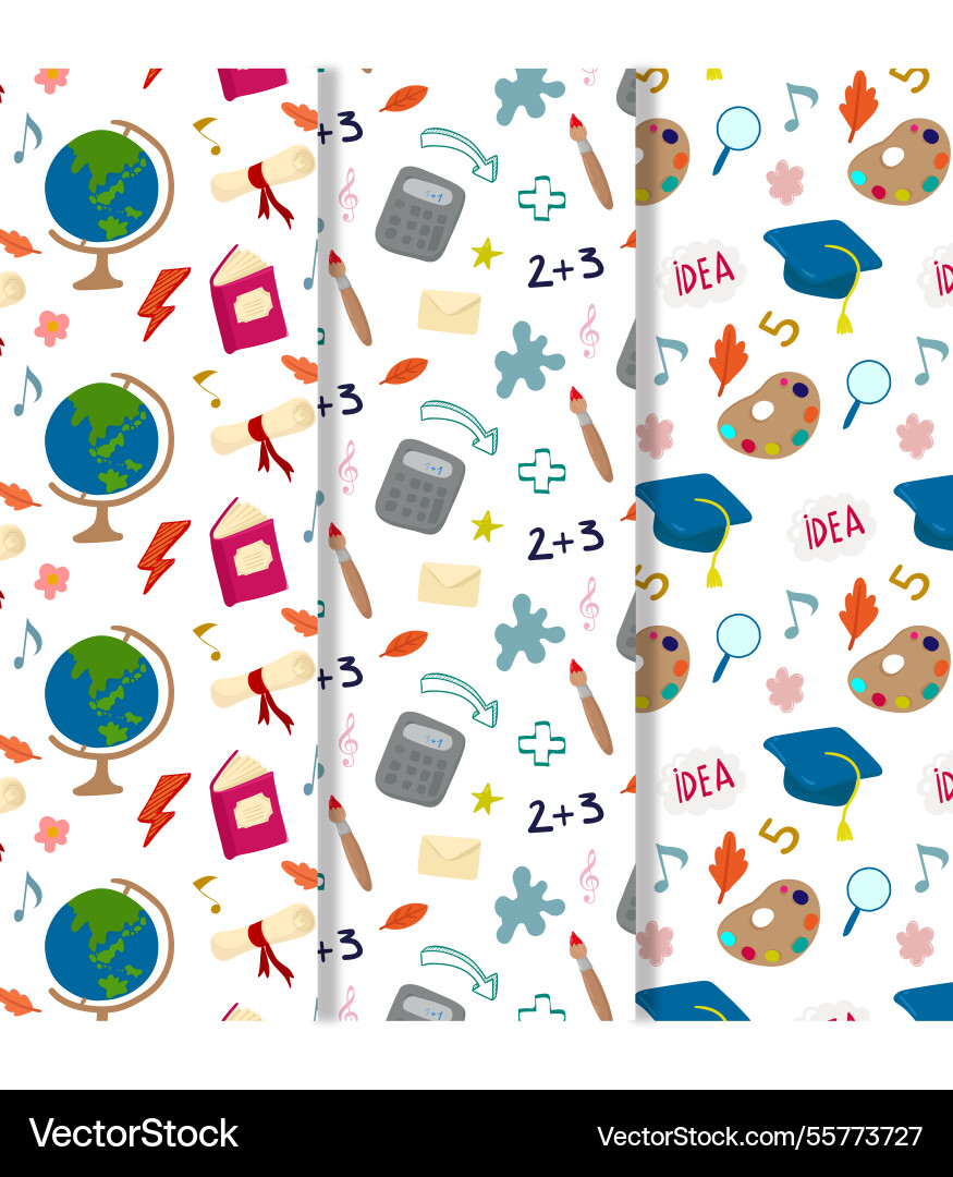Back to school patterns collection with elements Vector Image