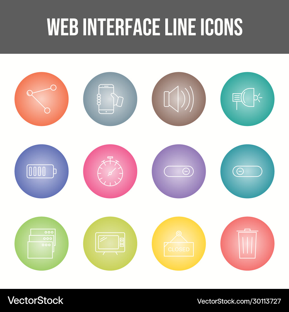 Beautiful web interface icon set vector image