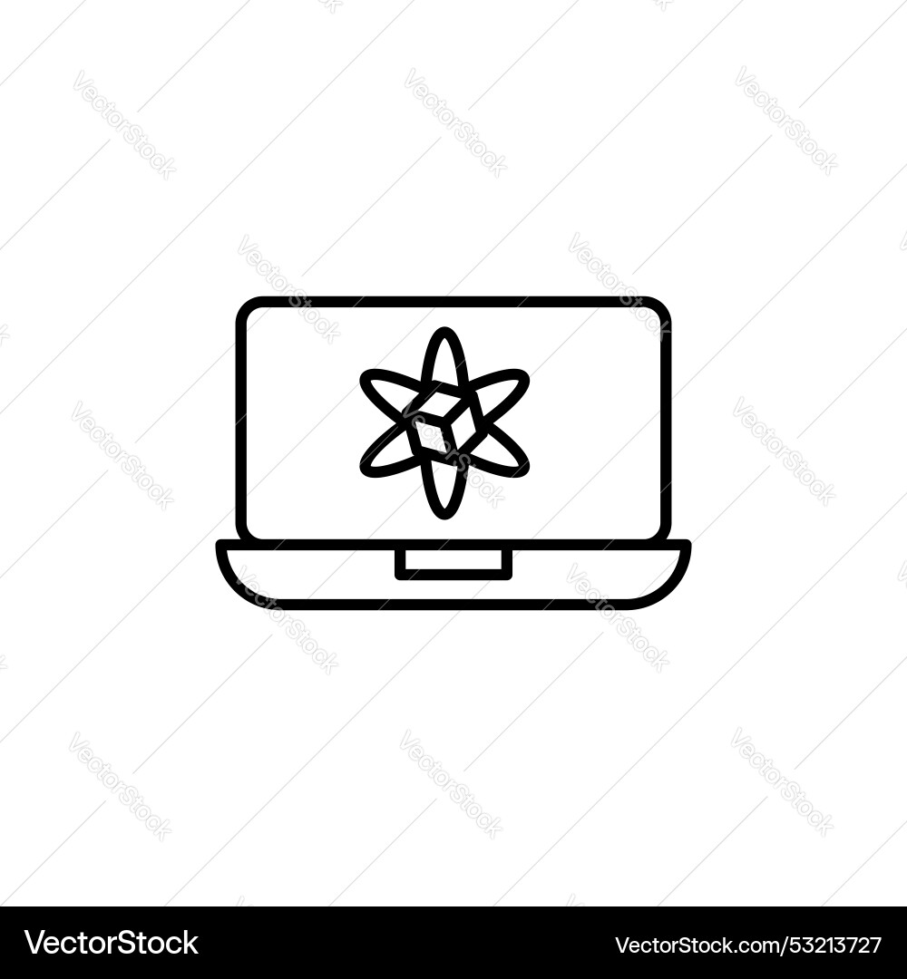 Computer simulation line icon isolated on white Vector Image