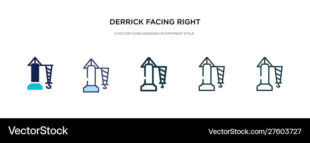 Derrick facing right icon in different style two vector image