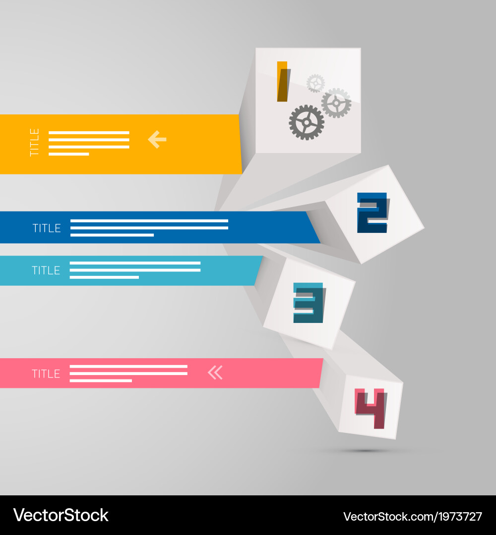 Four progress steps for tutorial modern 3d vector image