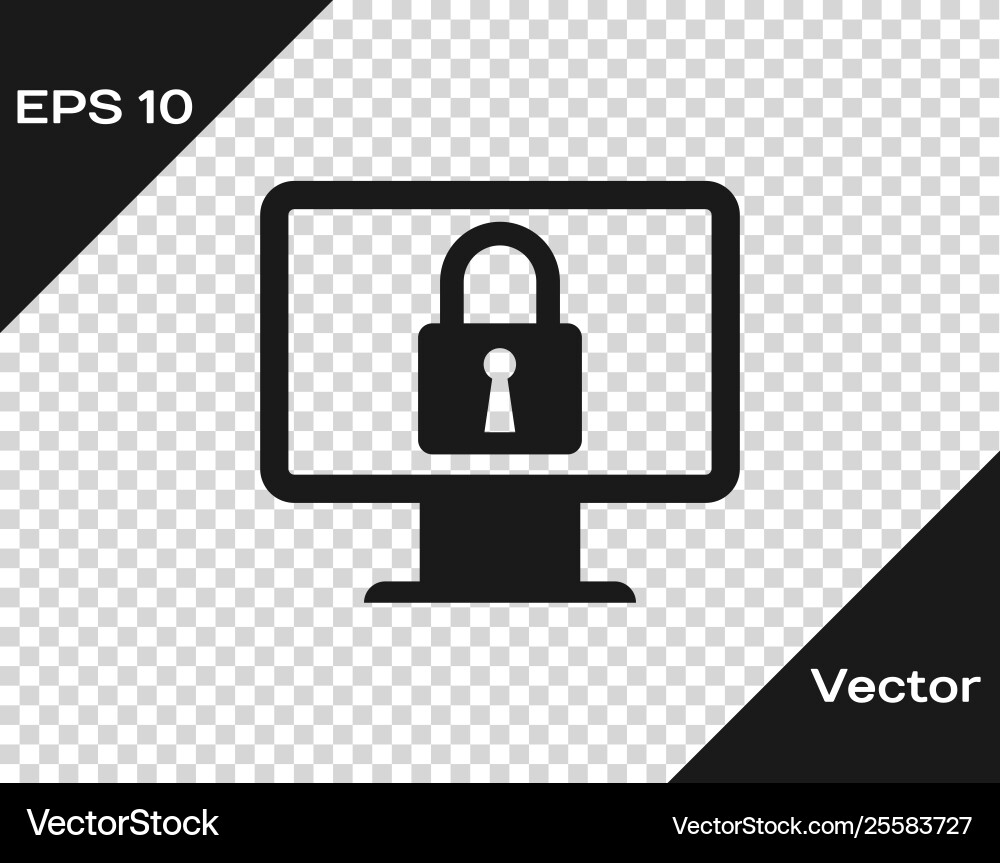 Grey lock on computer monitor screen icon isolated Grey lock on computer monitor screen icon isolated vector image