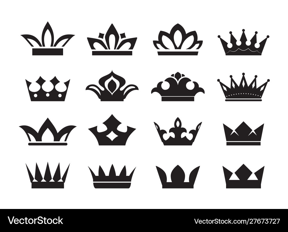 King Crowns Icon Set Vector Image