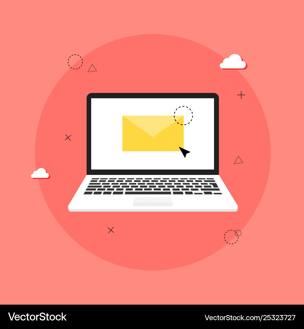 Laptop with envelope and open email on screen Laptop with envelope and open email on screen vector image