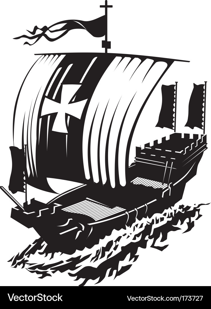 Medieval Crusader Ship vector image