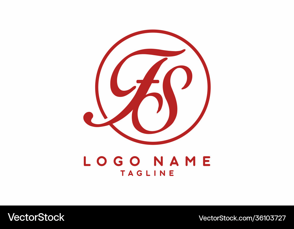 Red fs initial letter in circle logo Red fs initial letter in circle logo vector image