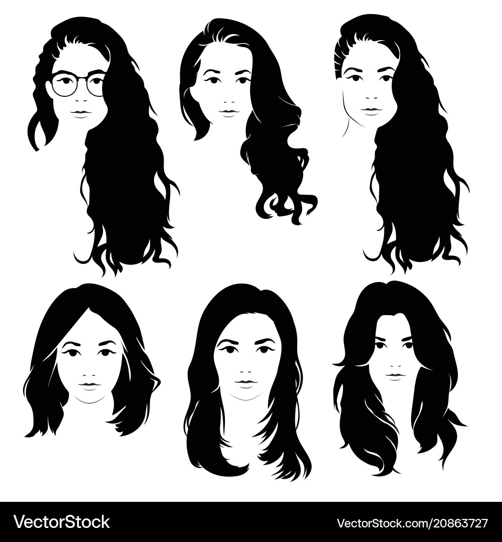 Schwarze Damen Frisuren Kollektion vektorbild