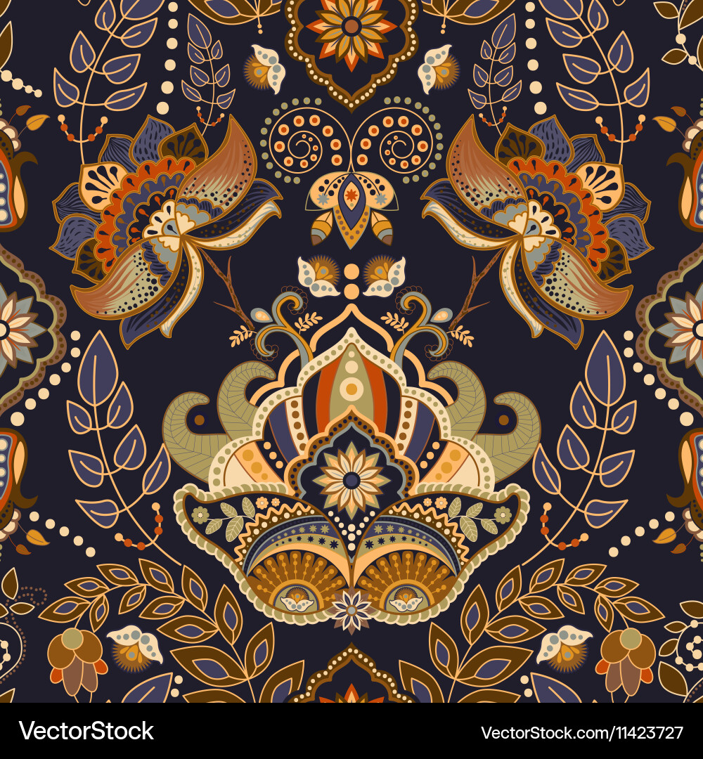 Seamless paisley background floral pattern vector image