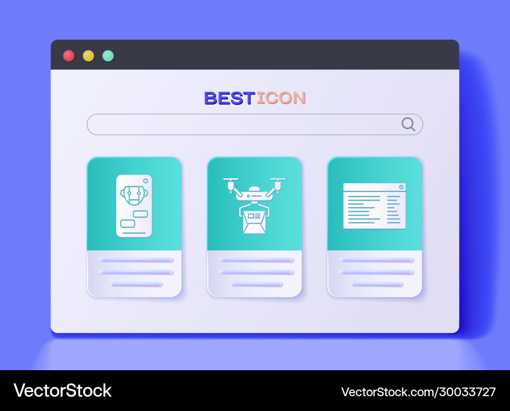 Set drone delivery concept bot and software web Set drone delivery concept bot and software web vector image