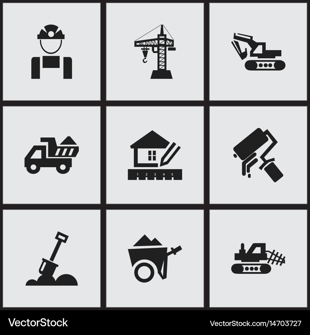 Set of 9 editable structure icons includes vector image