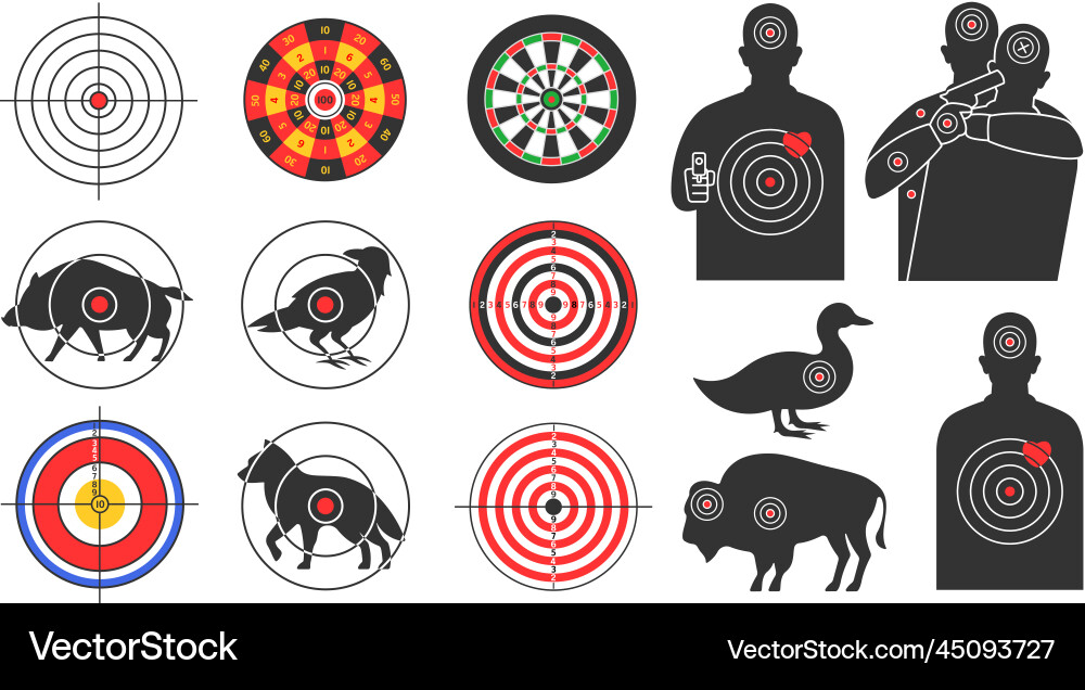 Shooting targets animal silhouette armed human vector image