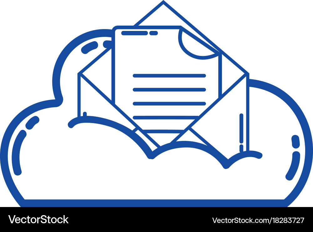Silhouette cloud data and card with document vector image