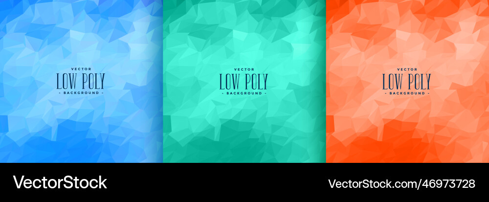 Abstract low poly background set in three colors vector image
