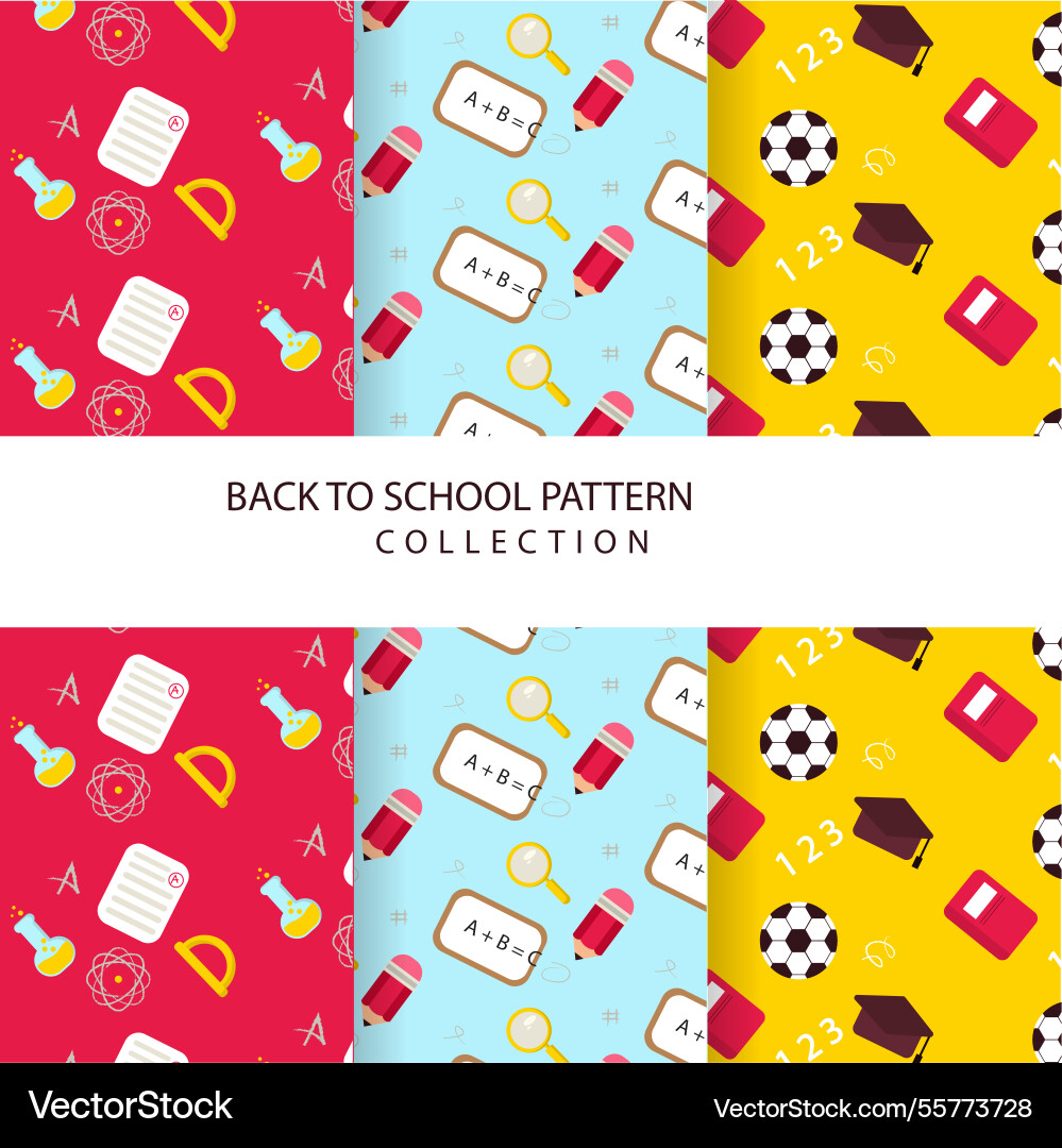Back to school patterns collection with elements Vector Image