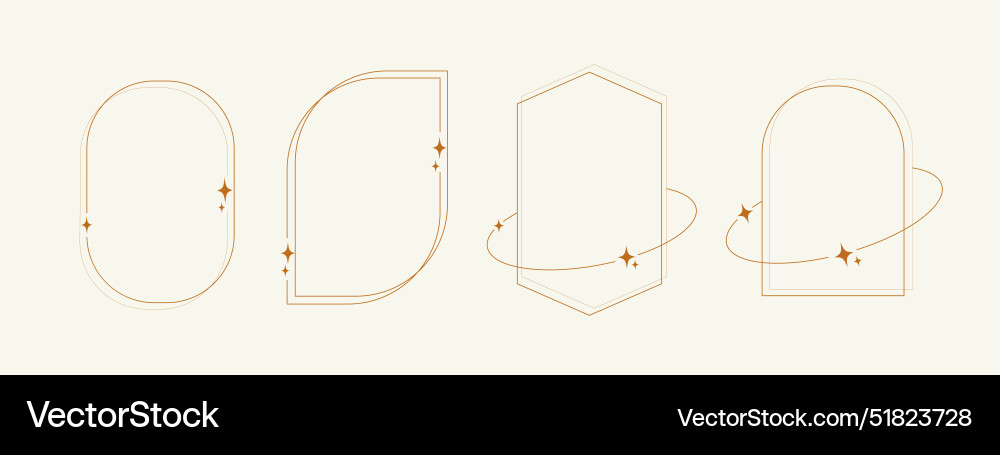 Boho frame set in trendy minimal liner style vector image