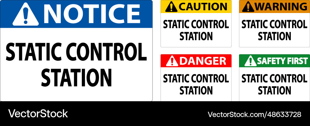 Caution sign static control station Caution sign static control station vector image