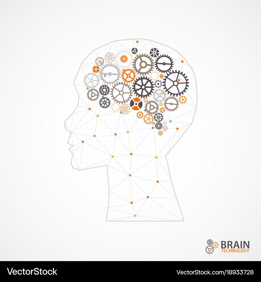 Creative brain concept background with triangular Vector Image