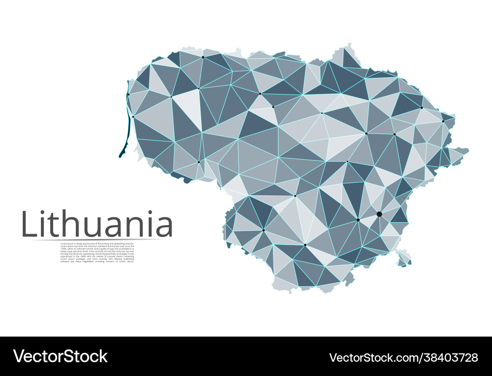 Lithuania communication network map low poly vector image