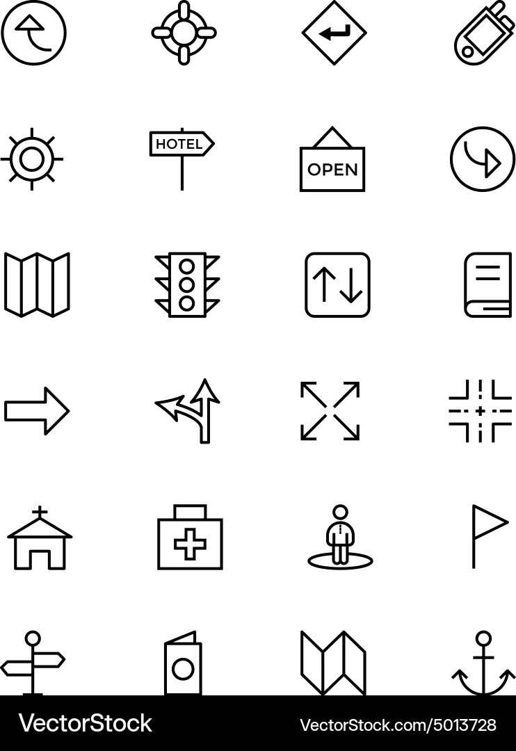 Map and navigation line icons 5 vector image