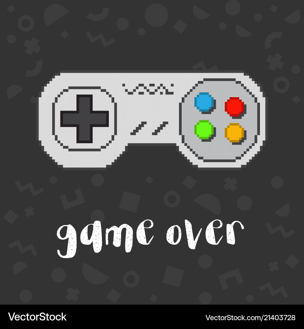 Pixel Game Over Controller vector image