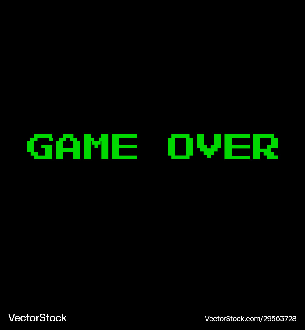 Pixel message game over Pixel message game over vector image