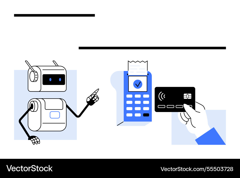 Robot assisting with contactless payment using Robot assisting with contactless payment using vector image