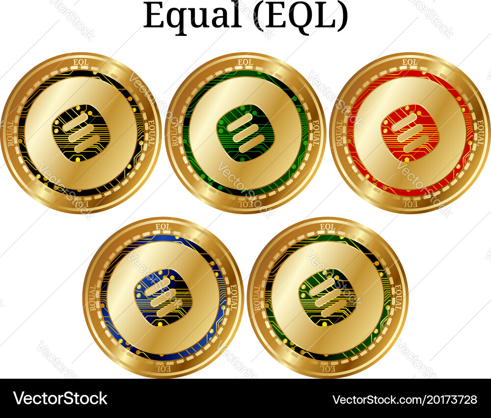 Set of physical golden coin equal eql – Royalty-Free Vector | VectorStock