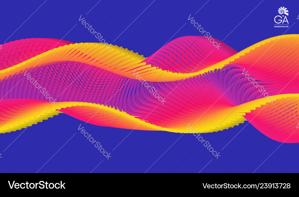 Wavy background array with dynamic particles Vector Image