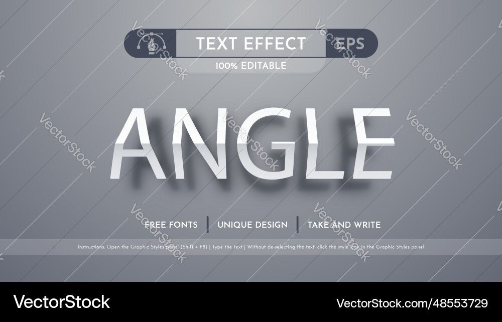 Angle paper - editable text effect font style vector image