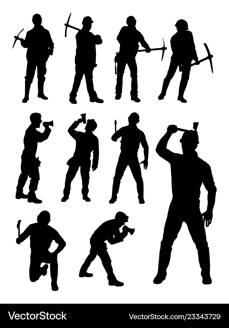 Construction Worker Silhouette Vector Image