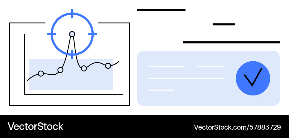 Data analysis with chart and target symbol Vector Image