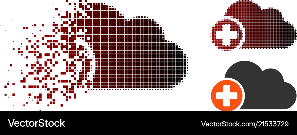 Disintegrating pixel halftone create cloud icon Vector Image