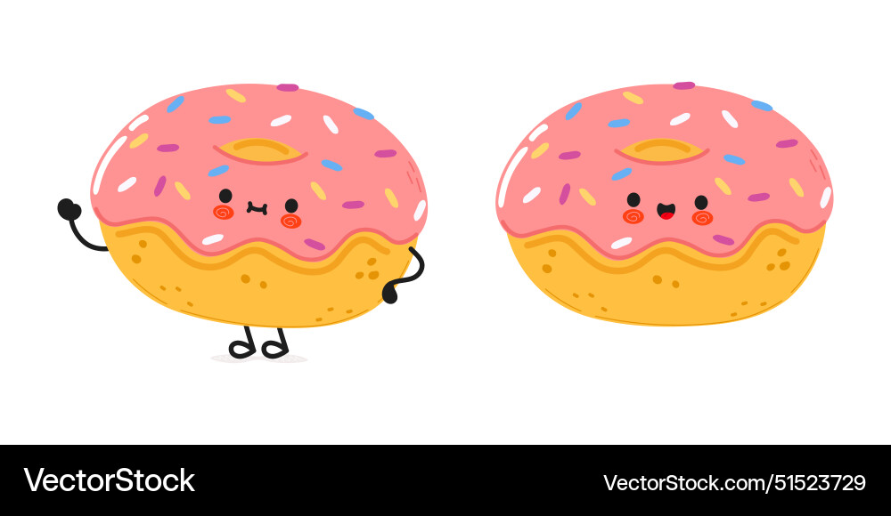 Doughnut character hand drawn cartoon Doughnut character hand drawn cartoon vector image