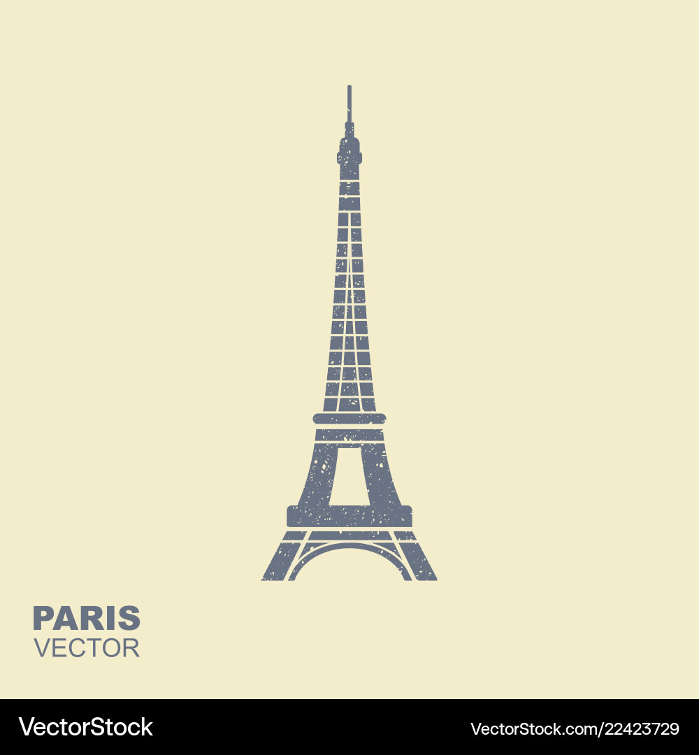 Eiffel tower icon in flat style with scuffing Eiffel tower icon in flat style with scuffing Vector Image