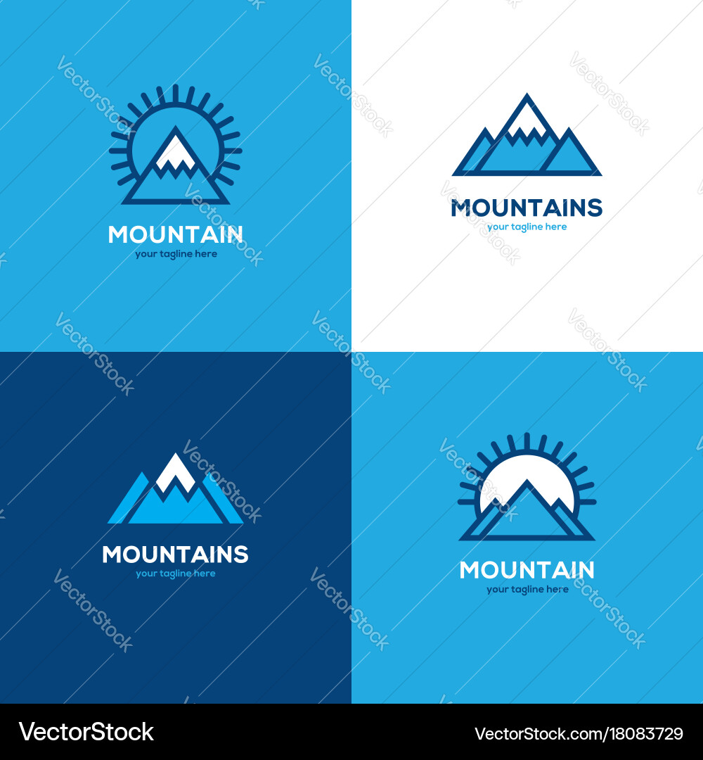Four Geometric Mountain Logos vector image