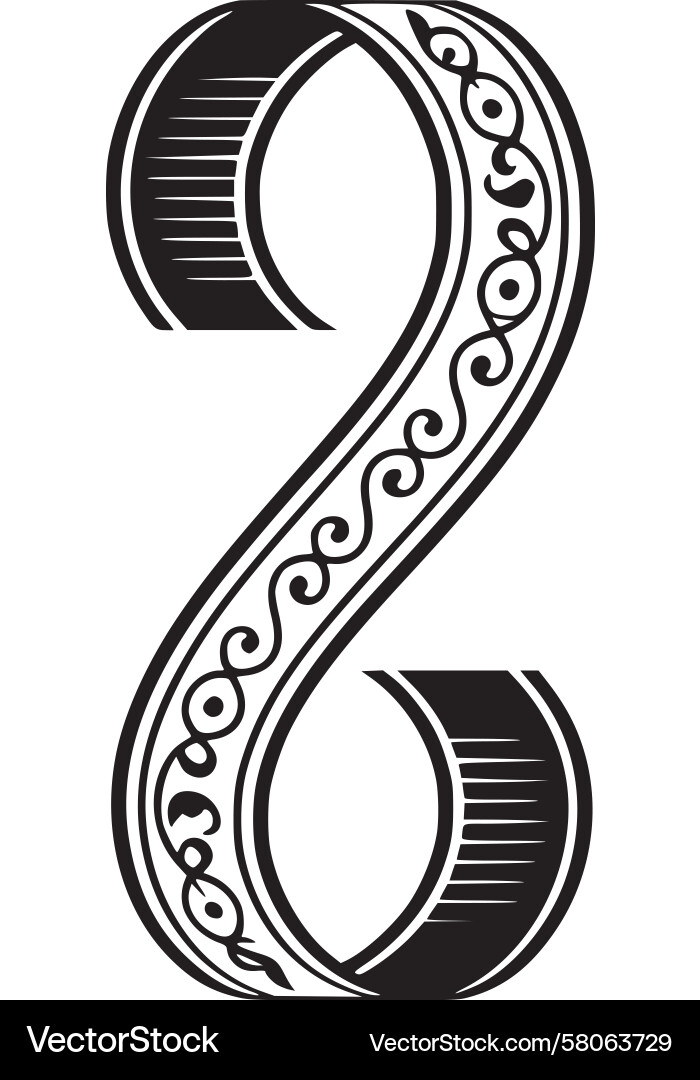 Intricate Number Two Scroll Vector Image