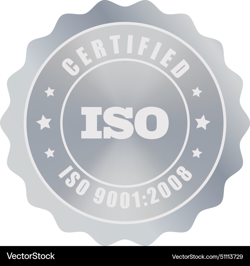 Iso seal in silver stamp certified company Iso seal in silver stamp certified company vector image
