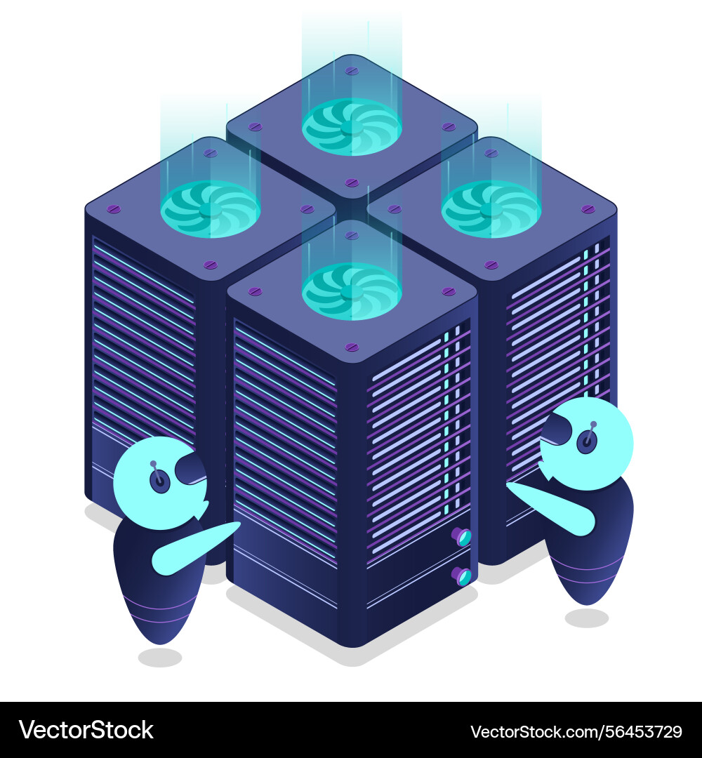 Isometric futuristic server database vector image