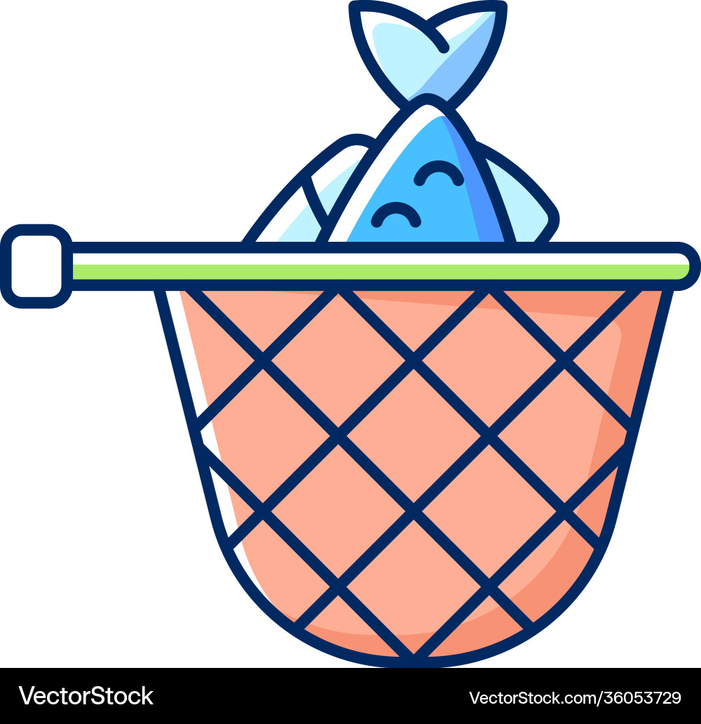 Landing net rgb color icon Landing net rgb color icon Vector Image