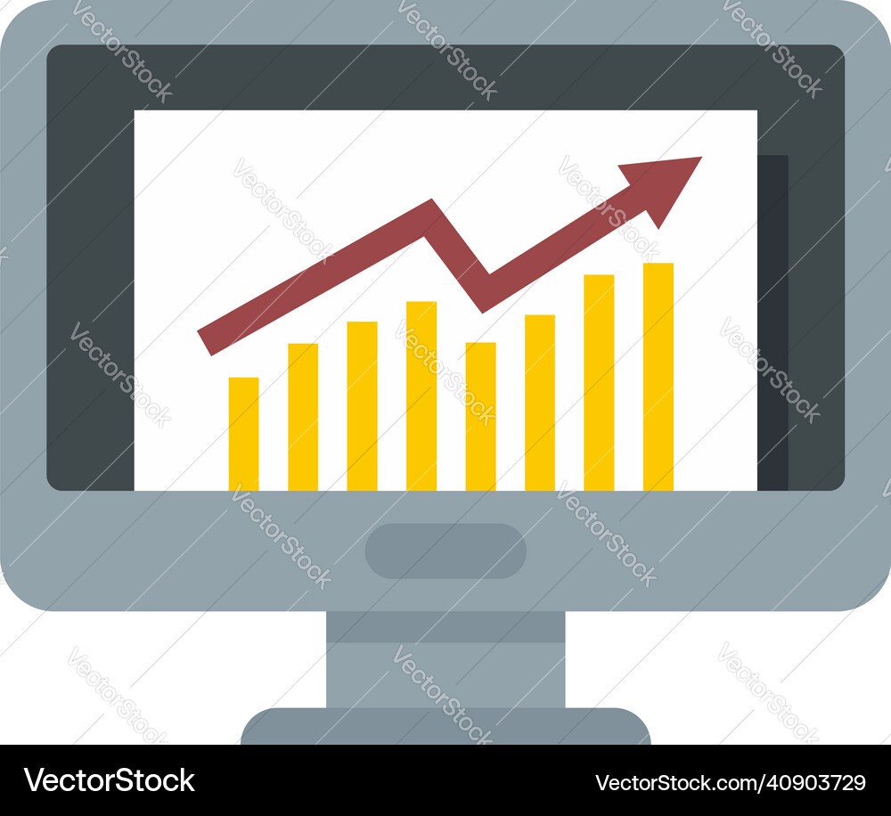 Office manager monitor graph icon flat isolated Office manager monitor graph icon flat isolated vector image