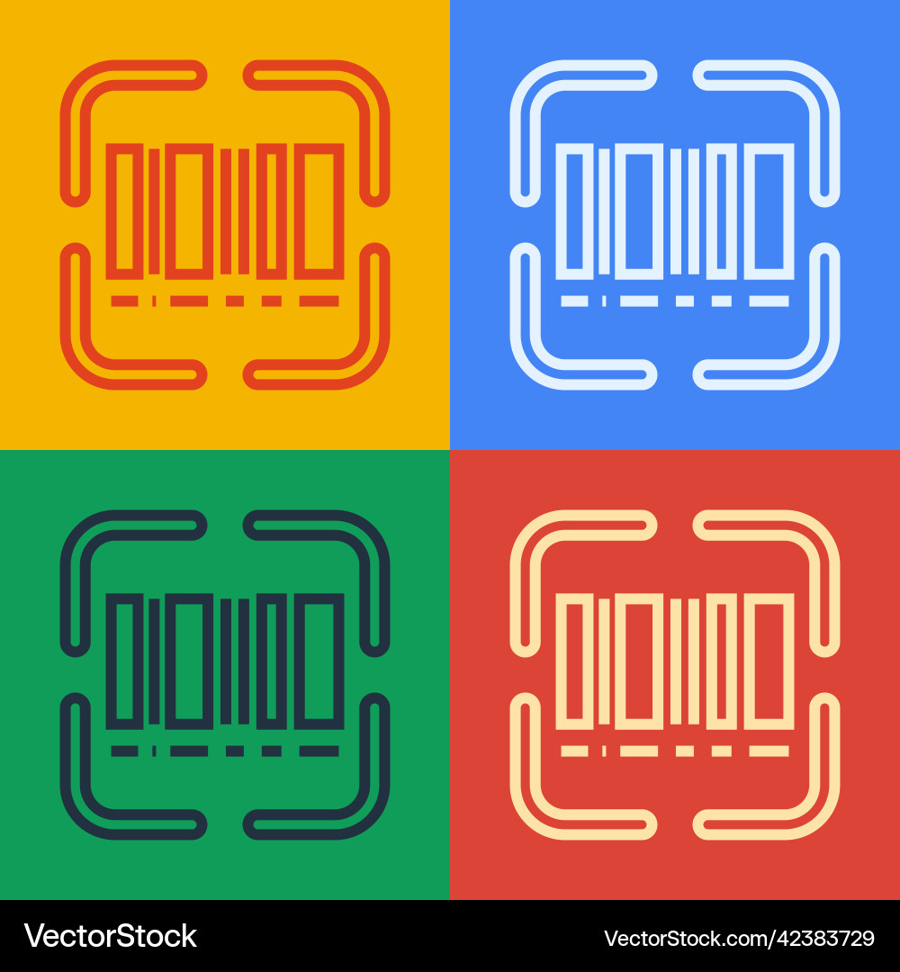 Pop art line scanner scanning bar code icon Pop art line scanner scanning bar code icon vector image