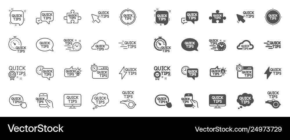 Quick tips line icons set helpful tricks Quick tips line icons set helpful tricks Vector Image