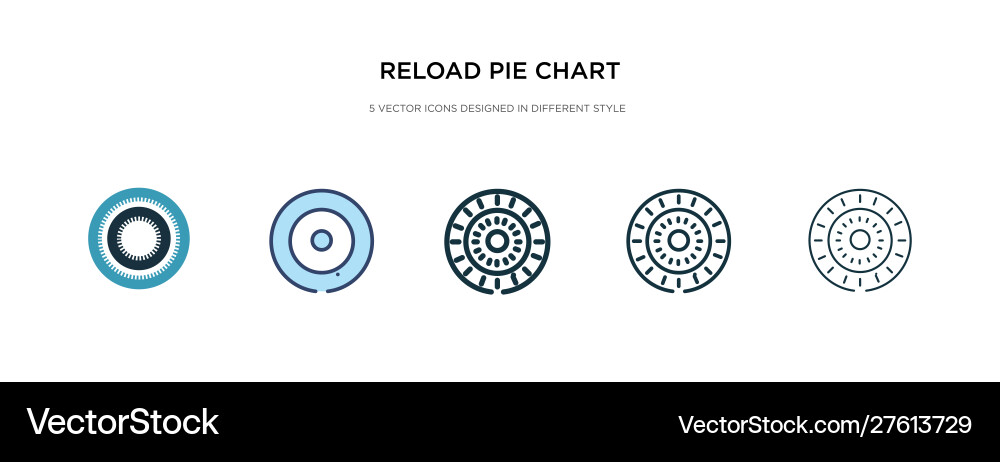 Reload pie chart icon in different style two Vector Image