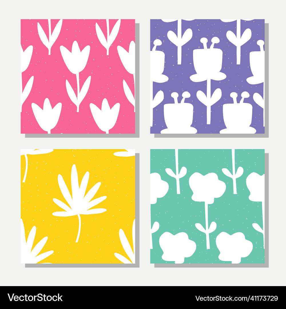 Set of seamless patterns with simple flowers Set of seamless patterns with simple flowers vector image